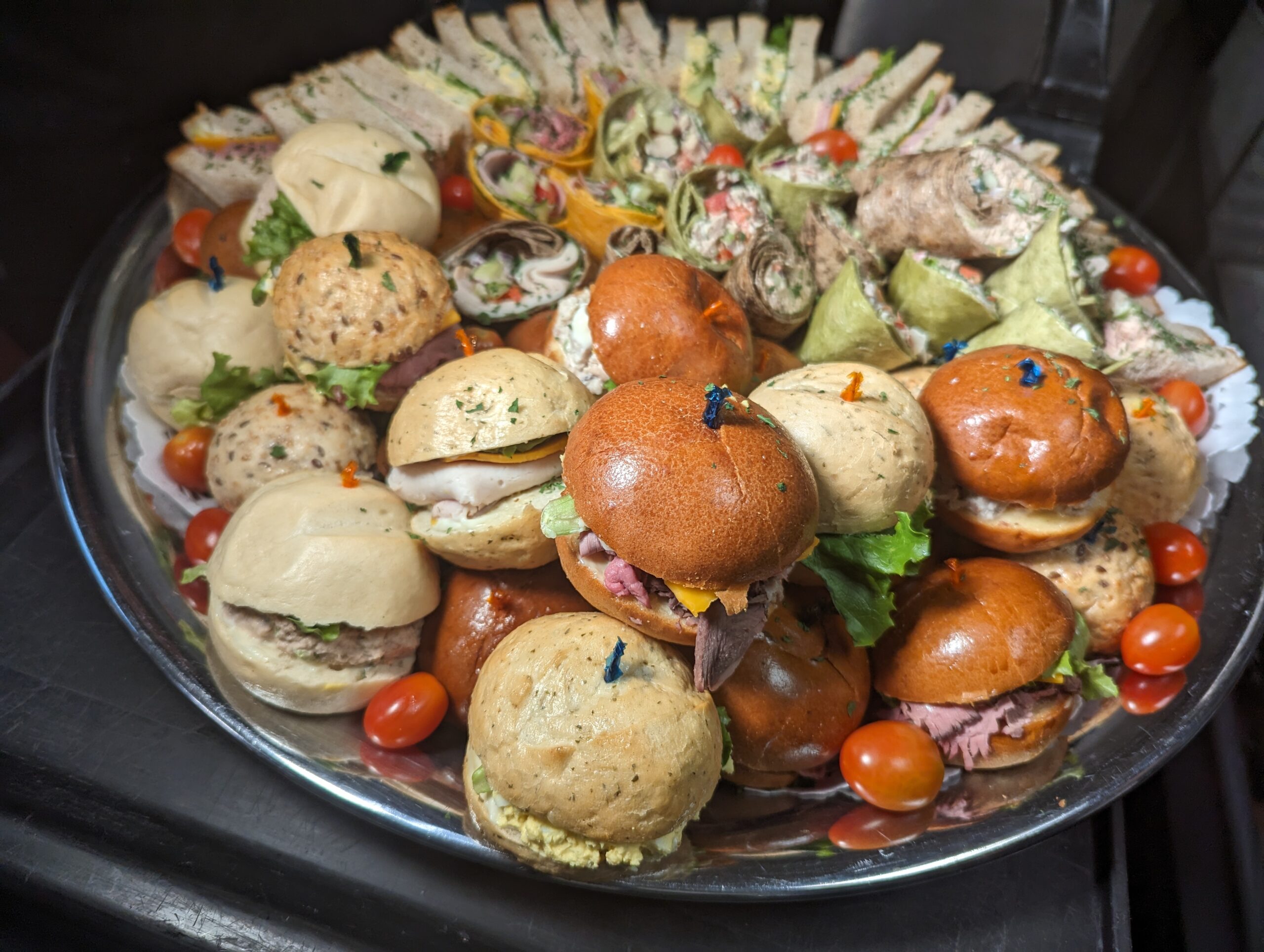 assorted sandwiches catering on platter